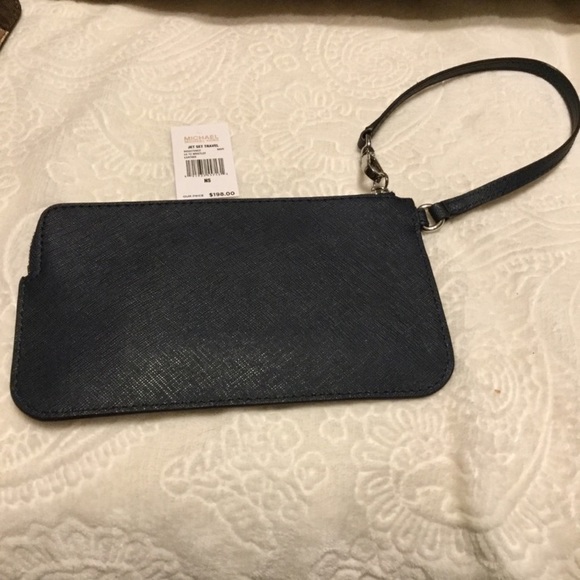 Michael Kors Sandrine Lg Navy Leather Tote & Wristlet NWT - Picture 7 of 8
